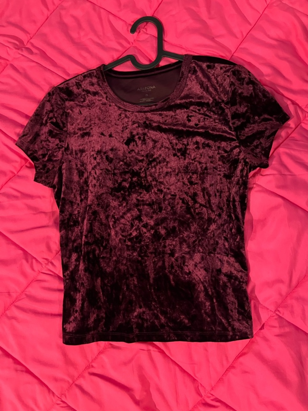 Arizona Jean Company Crushed Velvet Short Sleeve Tee - Wine